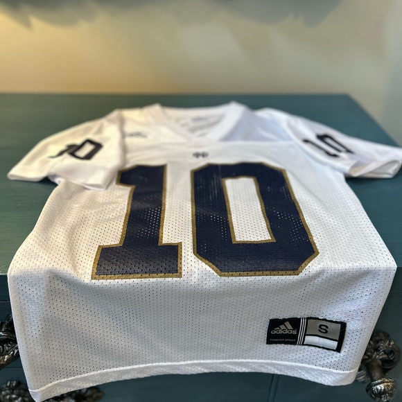 VTG Y2K Adidas White Notre Dame #10 Brady Quinn Football Jersey Youth S - Picture 6 of 17
